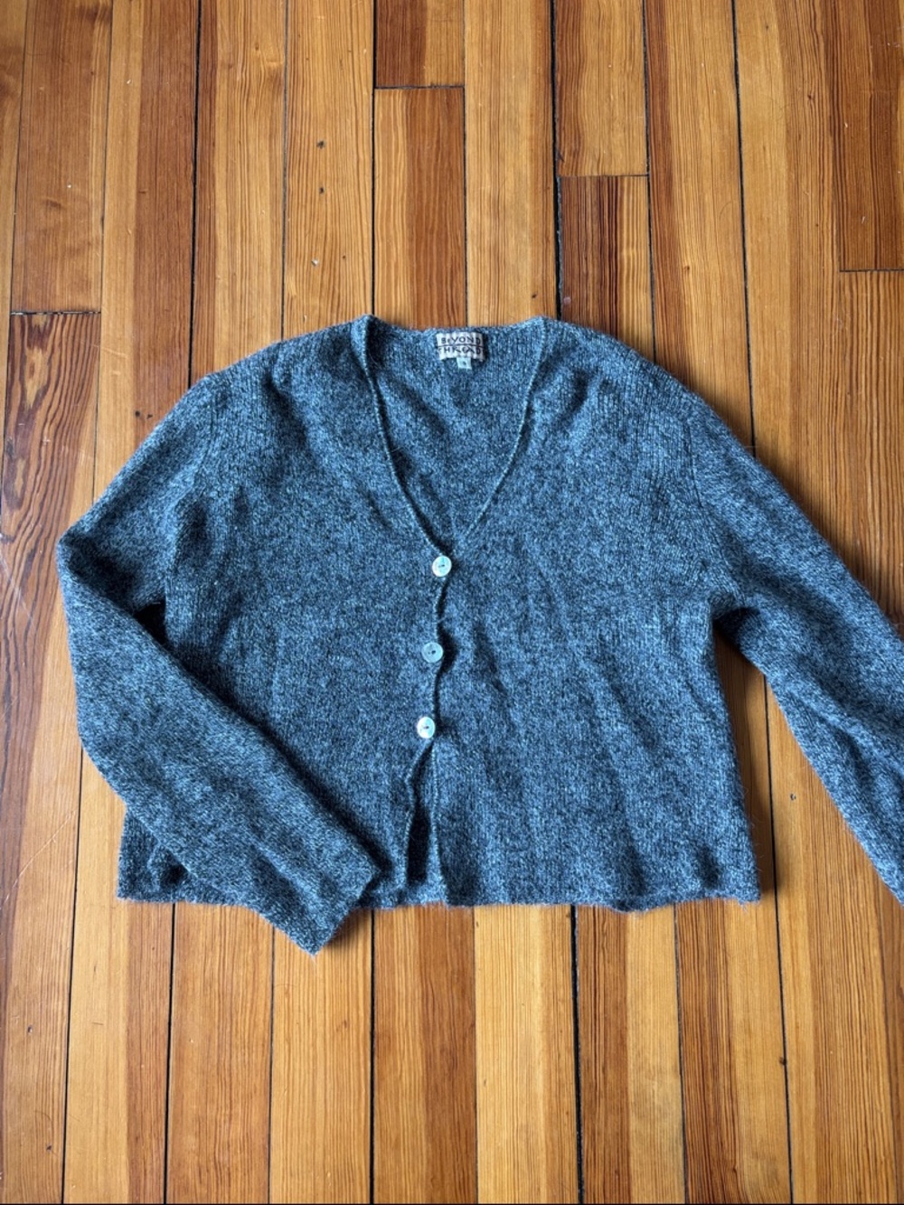 Baby Alpaca-Wool Heathered Gray Button Cardigan